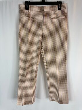 Anthropologie Maeve Lavender, Cream & yellow Plaid Cropped Pants size:6P